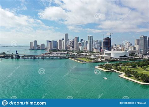 Aerial View Of Biscayne Bay And City Of Miami Florida Stock Image