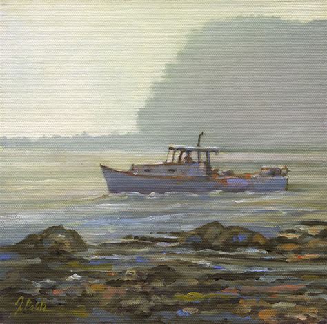 Morning Lobster Boat Original Art By Jerry Cable Studio