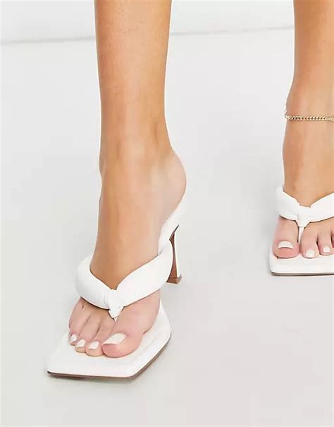 Asos Design Haven Padded Toe Thong Heeled Sandals In White