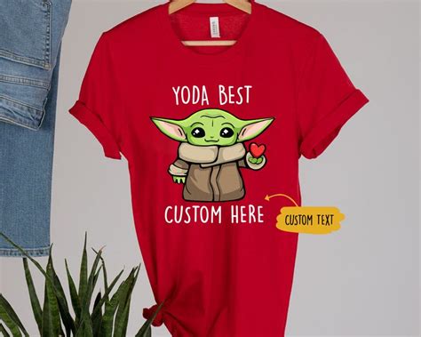Personalize Yoda Best Shirt Cute Baby Yoda With Heart Star Etsy