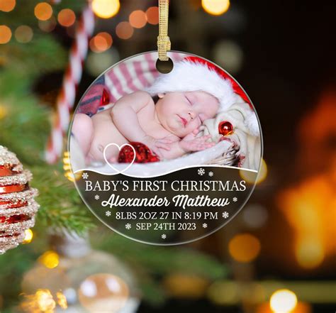 New Baby Picture Ornament Baby St Christmas Ornament Birth Stat