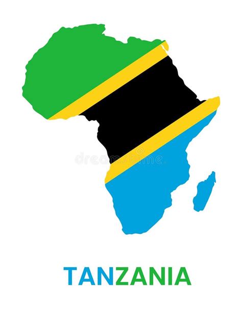 Tanzania Flag Icon In A African Country Map Shape In Flat Illustration