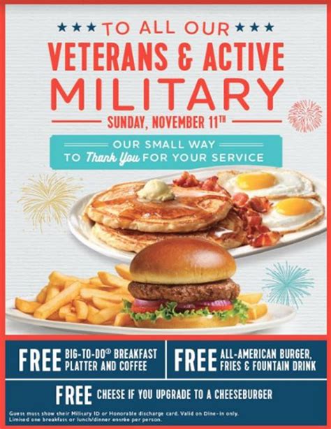 Friendlys Celebrates Veterans Day With Free Breakfast Lunch Or Dinner For Veterans And Active