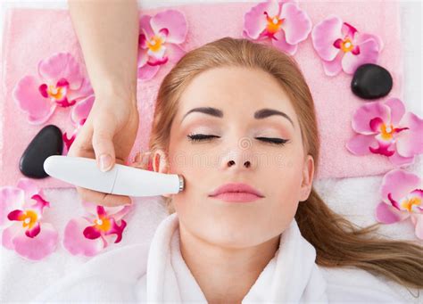 Woman Getting Microdermabrasion Treatment Stock Photo Image Of Facial