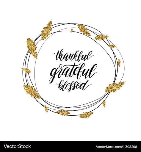 Grateful Blessed Thankful Text In Autumn Gold Vector Image