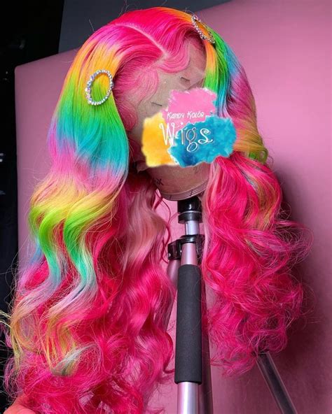 Rainbow Wig Lace Hair Pretty Hair Color Hair Inspiration Color