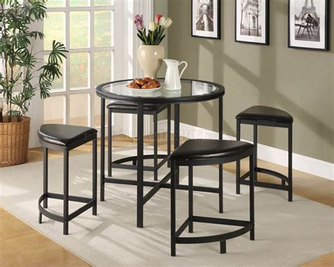 Fancy glass top 3 piece pub table set by home source industries. Black Metal Base Modern 5Pc Pub Set w/Glass Table Top