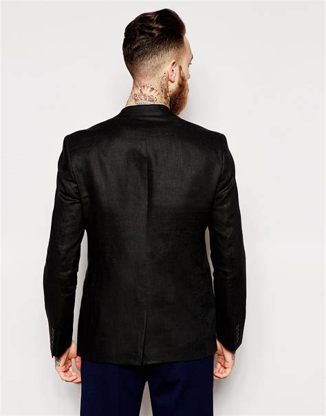 It has quilted design all over it, and two slanted pockets experience the exclusively designed slim fit jacket mens presented by angel jackets.com. ASOS Slim Fit Suit Jacket In 100% Linen in Black for Men ...