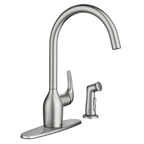 The sprayer uses 1 hole, while the faucet uses either 1 or 3 holes (we don't know how many at this point). MOEN Essie Single-Handle Standard Kitchen Faucet with Side ...
