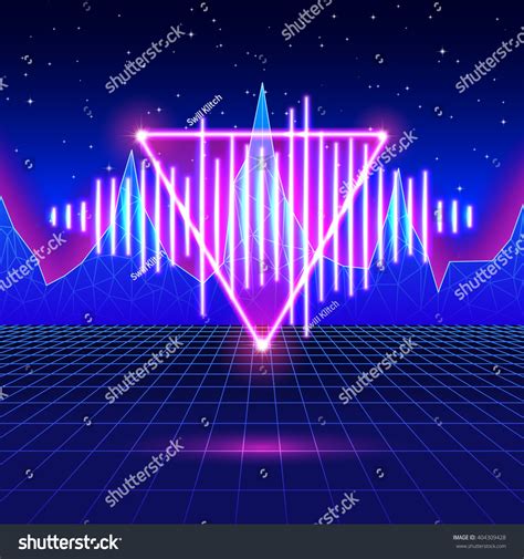 Retro Gaming Neon Background Music Wave Stock Vector