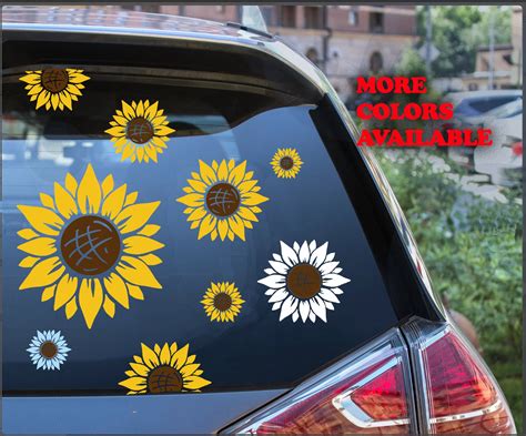 Sunflower Decal Set Of 14 Hippie Decals Flower Car Window Etsy