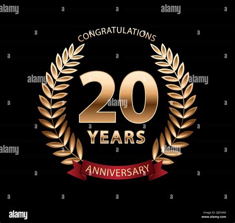 20 Years Anniversary Golden Laurel Wreath Anniversary Celebration Logo