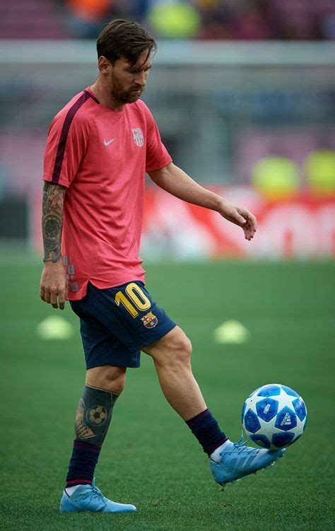 Lionel Messi Of Barcelona In Action During The Warm Up Prior The
