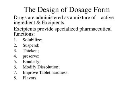 Ppt The Design Of Dosage Form Powerpoint Presentation Id641344
