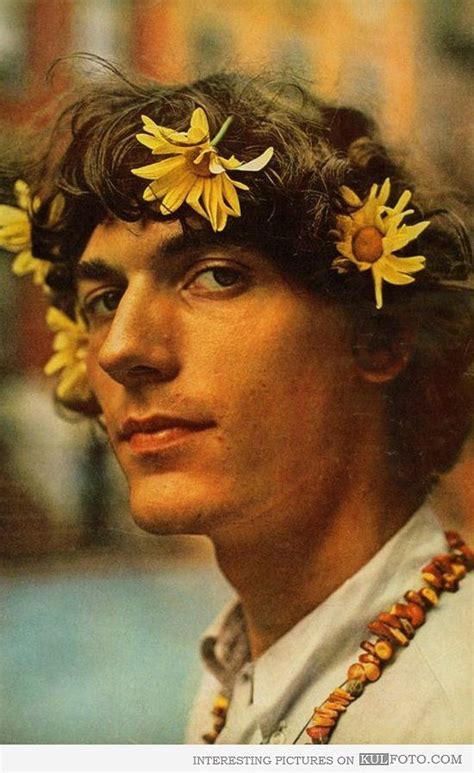 Hippie Wearing Flowers In His Hair Flower Power Hippies In The 1960s