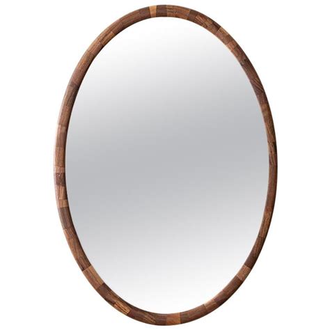Customizable Stacked Wooden Oval Mirror By Richard Haining Shown In
