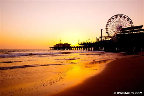 Framed Photo Print Of Santa Monica Beach Pier Sunset Los Angeles