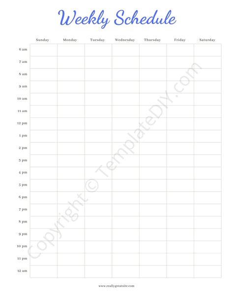 Weekly Hourly Schedule Printable Template In Pdf And Word In 2022