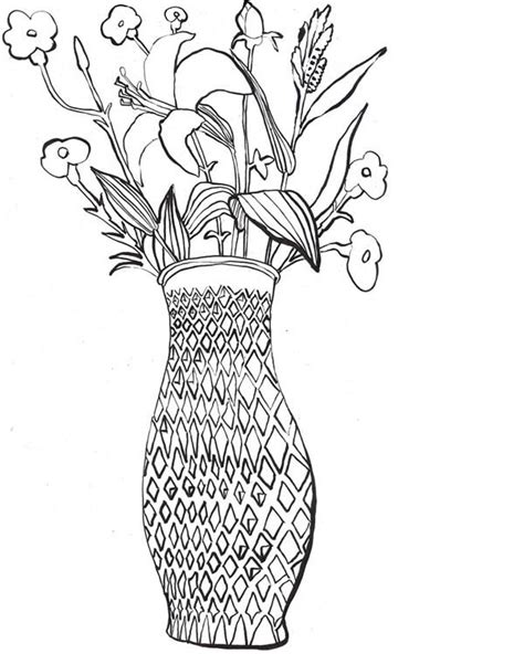 We have vases and bouquets, flower patterns, a bird or a butterfly. Bamboo Webbing Flower Vase Coloring Page : Coloring Sky
