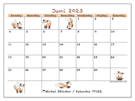 Kalender Juni 2023 Om Af Te Drukken “771zz” Michel Zbinden Be