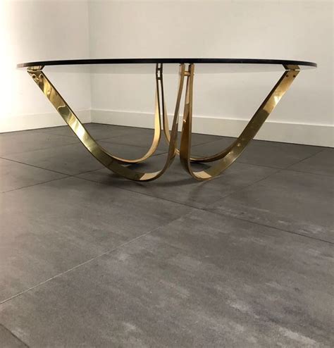 Located in cathedral city, ca. Roger Lee Sprunger for Dunbar - Brass coffee table with ...