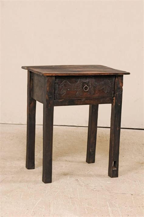 Sinuous branches seem to sway in the wind as they spread upward to support a.38 thick glass. Unique Guatemalan Wood Side Table with Primitive Carved ...