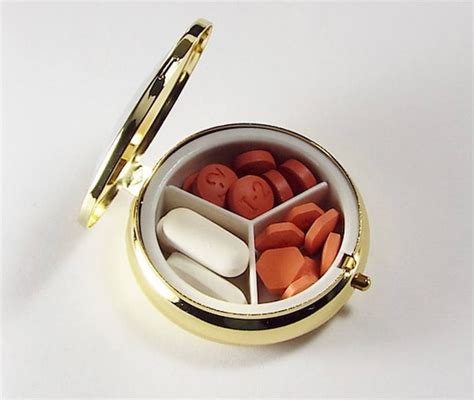 Engraved Personalized Pill Box Two Tone Round Three Etsy