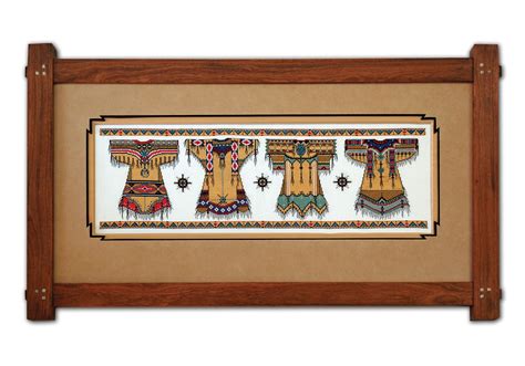 Native American Needlework Mounted To A Fabric Wrapped Mat Custom