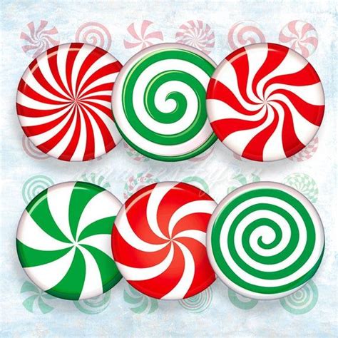 Peppermint Candy 1 Bottle Cap Images Christmas Digital Collage Sheet 1