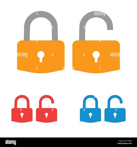 Lock Icon Padlock Sign Unlock Vector Illustration Flat Design Stock