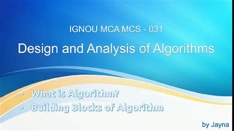 Algorithm And Building Blocks Of Algorithm MCS 031 4 YouTube