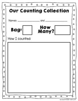 Counting Collections Recording Sheet by Kaia Tomokiyo | TpT