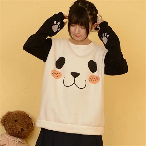 Lolita Kawaii Panda Hoodies Sweatshirts Harajuku Long Sleeve Cute