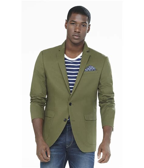 Express Modern Producer Twill Olive Blazer In Green For Men Lyst