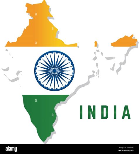 Mapa Aislado Con Bandera De India Ilustración Vectorial Imagen Vector