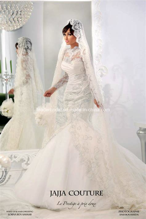 China Muslim Wedding Dress Long Sleeve Collar Lace Bridal Wedding Gown W1471942 China Wedding