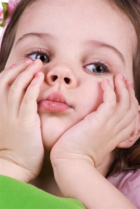 Cute Sad Little Girl Close Up Stock Image Image Of Expression Beauty