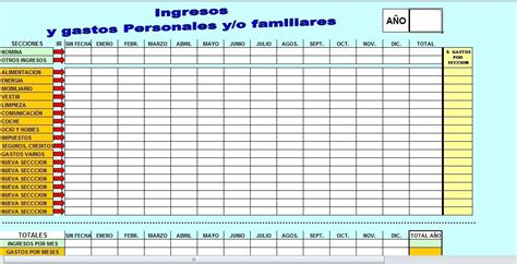 Formato En Excel Control De Ingresos Y Gastos Personales Bs 200000