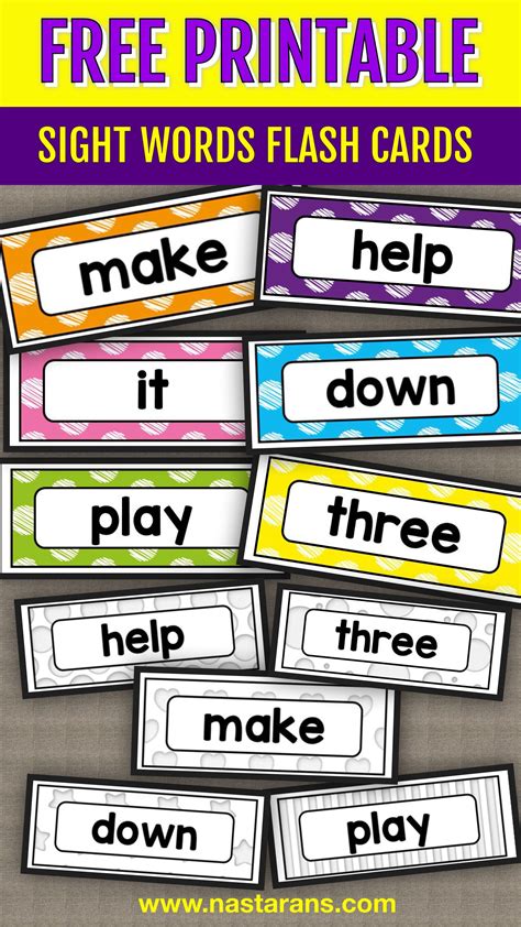 Printable Sight Word Cards You Can Use One Or More Of The Existing