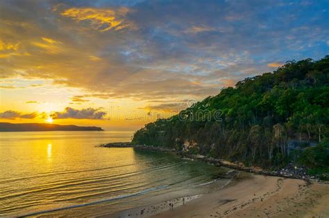 Aerial Sunrise Seascape With Low Clouds Stock Photo Image Of Umina