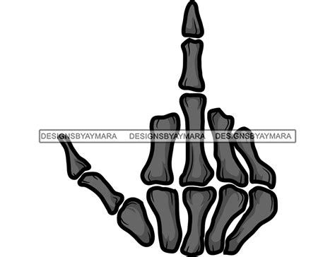 Skeleton Hand Middle Finger Rude Gesture Symbol Illustration Etsy
