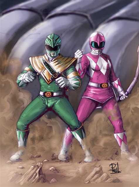 Green And Pink Ranger Por Paul Dibujando