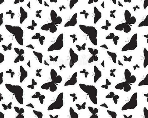 Butterflies Silhouettes Seamless Pattern Stock Illustration