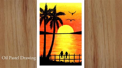 Easy step by step painting tutorial on how to achieve a warm ocean peach sunset please subscribe for more videos and let me. How to draw Sunset Scenery with oil pastels step by step, Drawing for Beginners - YouTube
