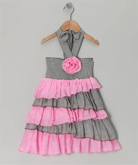Take A Look At This Gray And Pink Rosette Ruffle Dress Toddler And Girls
