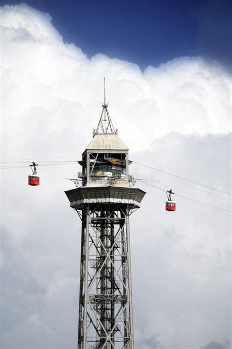 Cable Car Tower Barcelona Stock Image Image Of Arch 37399631