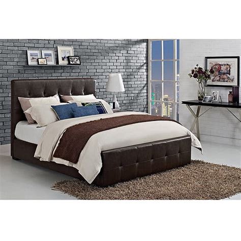 Florence Full Tufted Faux Leather Upholstered Bed With Headboard Brown