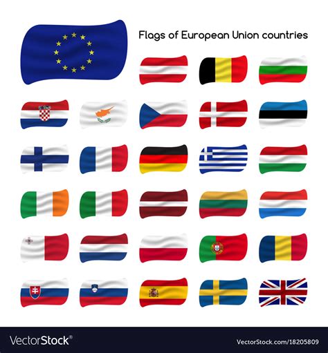 Set The Flags Of European Union Countries Member Vector Image