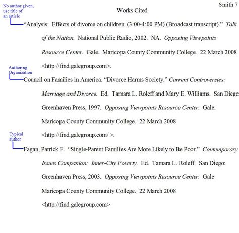 Mla In Text Citations Works Cited Pages