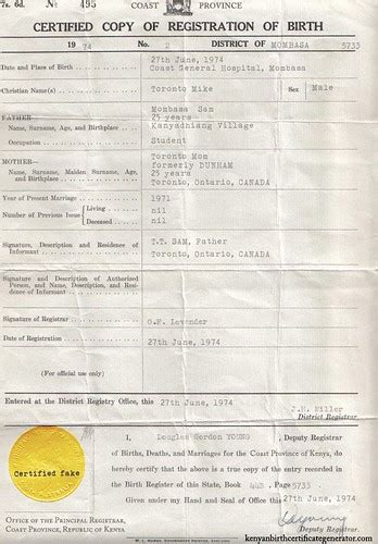 My Kenyan Birth Certificate Toronto Mikes Blog
